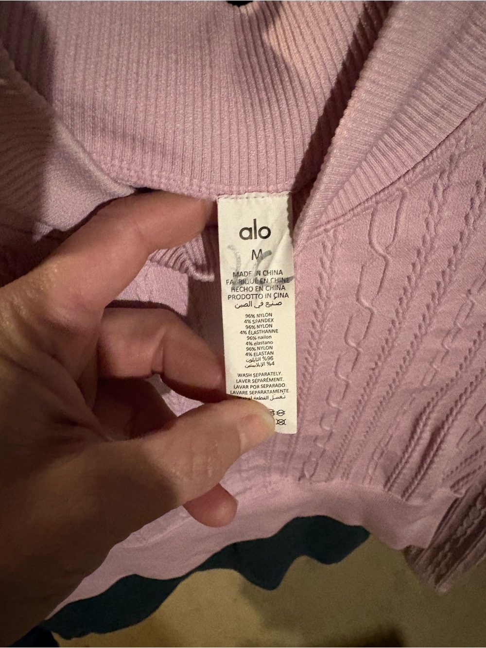 Alo Seamless ribbed cable knit long sleeve size medium pink - Picture 6 of 6